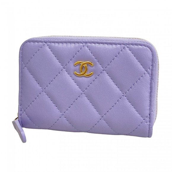 CHANEL Accessories - Chanel wallet/coin case, Matelasse lambskin, purple champagne, for women